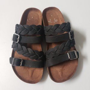 Braided Footbed Sandals Black Slides 6 M